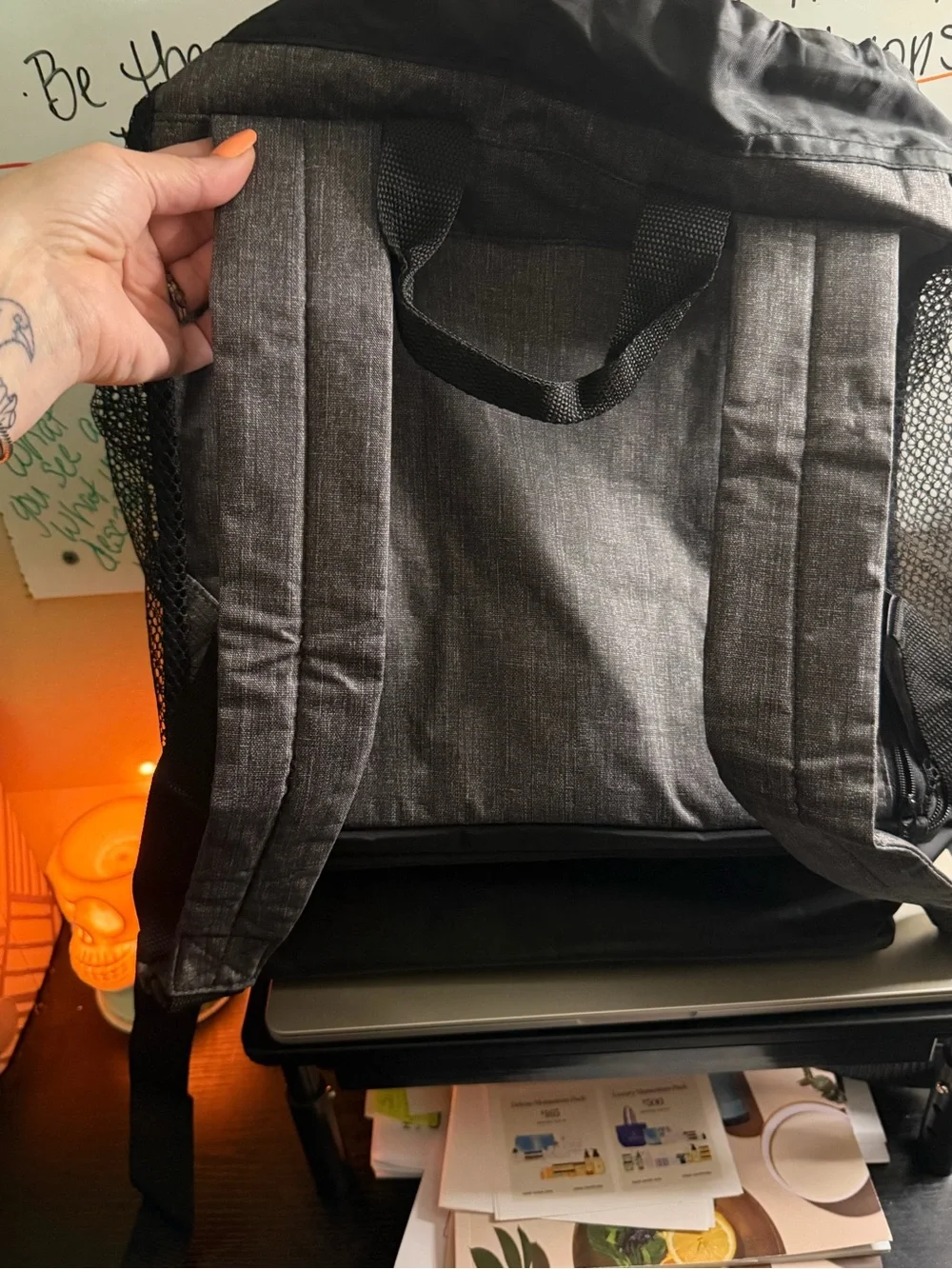 Thirty-One Gray Backpack with insulated bottom & secret pocket